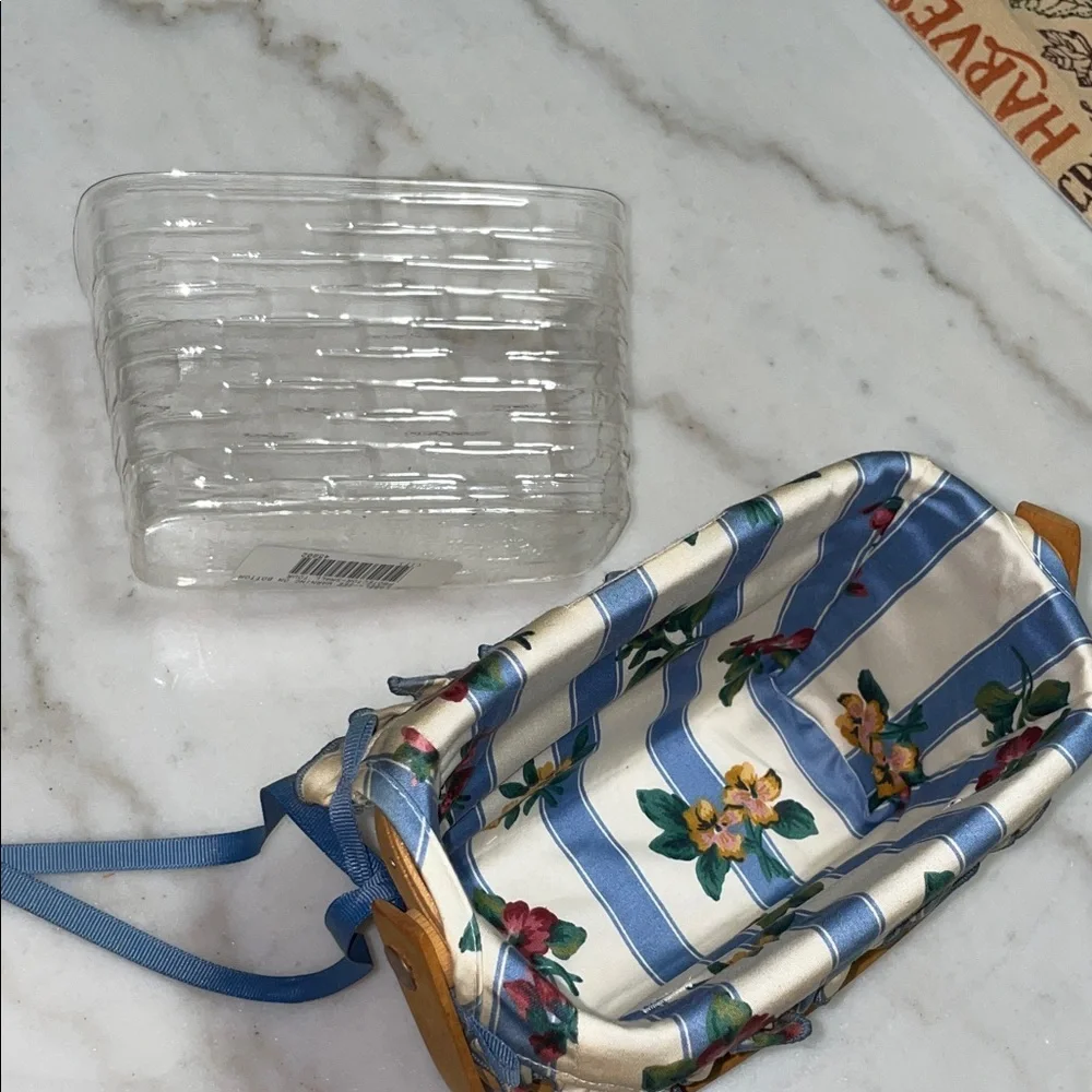 Longaberger Floral Woven Basket with Blue Accents - Picture 5 of 10